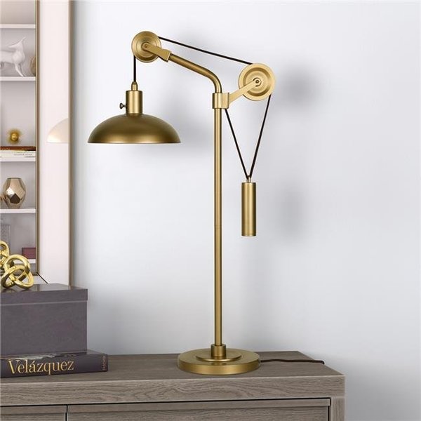 Henn & Hart Henn & Hart TL0303 Neo Brass Table Lamp with Solid Wheel Pulley System TL0303